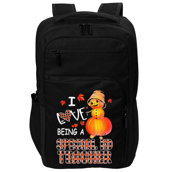 I Love Being A Special Ed Teacher Pumpkin Autumn Leopard Impact Tech Backpack