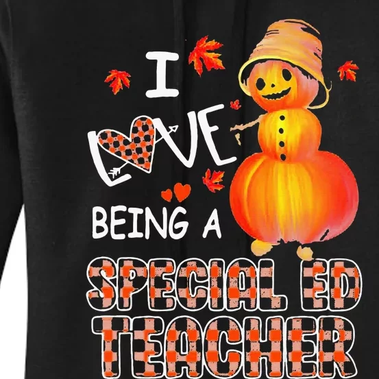 I Love Being A Special Ed Teacher Pumpkin Autumn Leopard Women's Pullover Hoodie