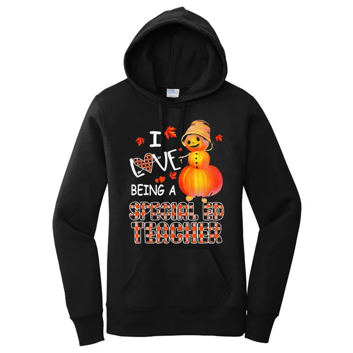 I Love Being A Special Ed Teacher Pumpkin Autumn Leopard Women's Pullover Hoodie