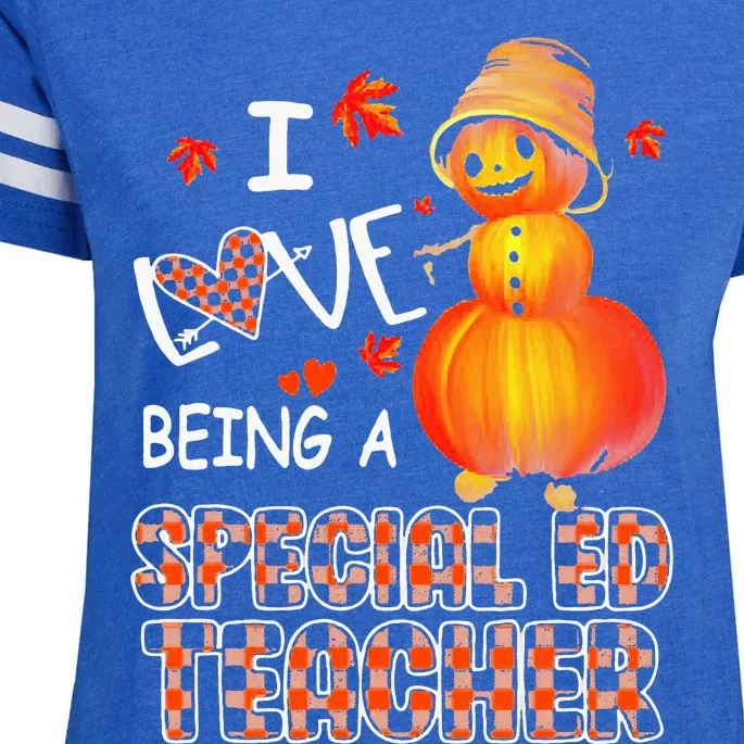 I Love Being A Special Ed Teacher Pumpkin Autumn Leopard Enza Ladies Jersey Football T-Shirt