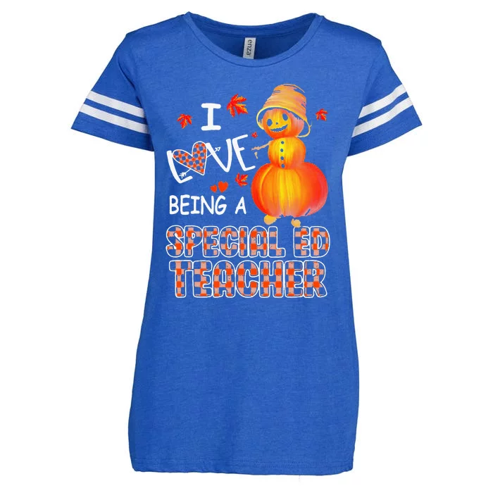 I Love Being A Special Ed Teacher Pumpkin Autumn Leopard Enza Ladies Jersey Football T-Shirt