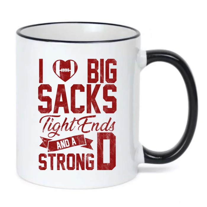 I Love Big Sacks Tight End And A Strong D Funny Sport Black Color Changing Mug