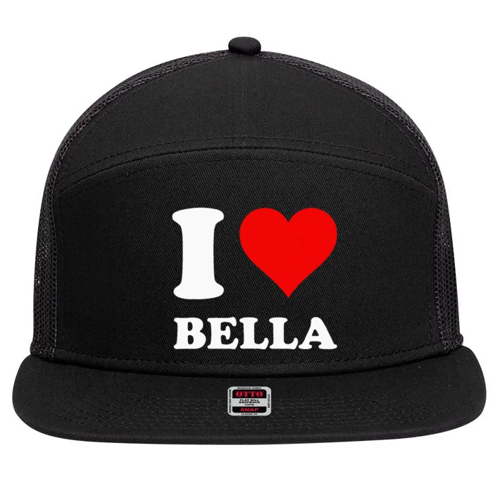 I Love Bella 7 Panel Mesh Trucker Snapback Hat