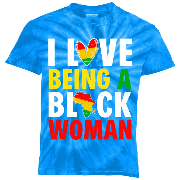 I Love Being A Black Black History Month Afro Meaningful Gift Kids Tie-Dye T-Shirt