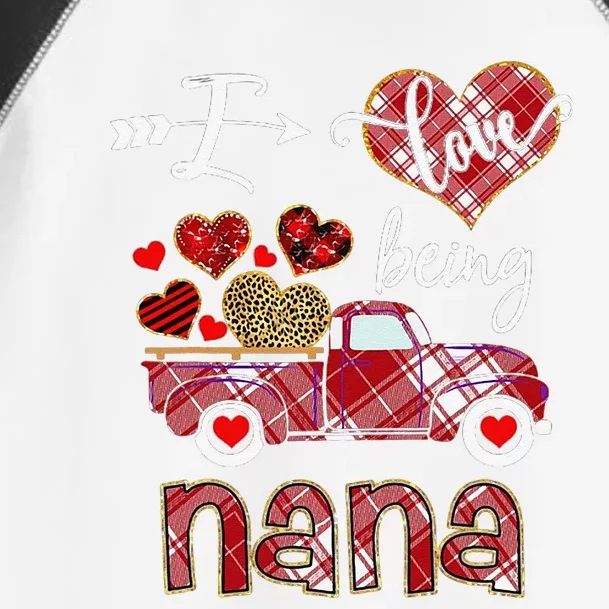 I Love Being Nana Red Plaid Truck Hearts Valentine's Day Toddler Fine Jersey T-Shirt