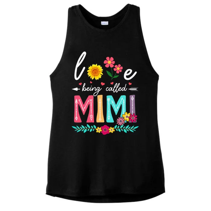 I Love Being Called Mimi Sunflower Gift Mother's Day Ladies Tri-Blend Wicking Tank