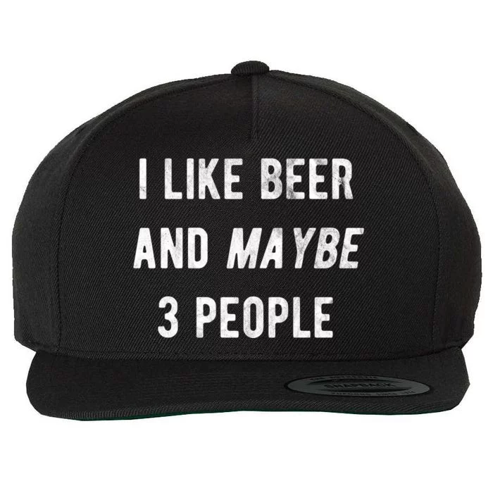 I Like Beer And Maybe 3 People Wool Snapback Cap