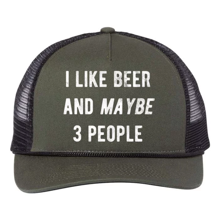 I Like Beer And Maybe 3 People Retro Rope Trucker Hat Cap