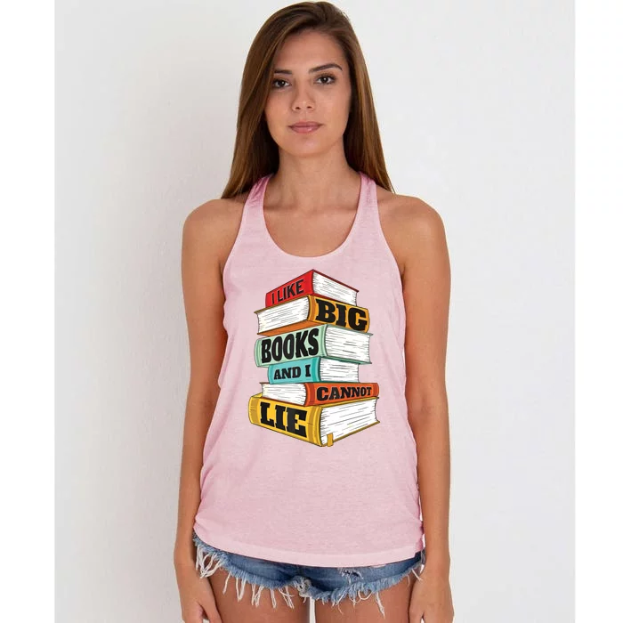 I Like Big Books And I Cannot Lie Librarian Book Reader Women's Knotted Racerback Tank