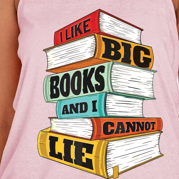 I Like Big Books And I Cannot Lie Librarian Book Reader Women's Knotted Racerback Tank