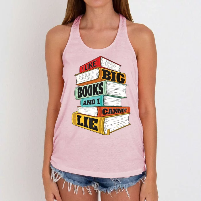 I Like Big Books And I Cannot Lie Librarian Book Reader Women's Knotted Racerback Tank