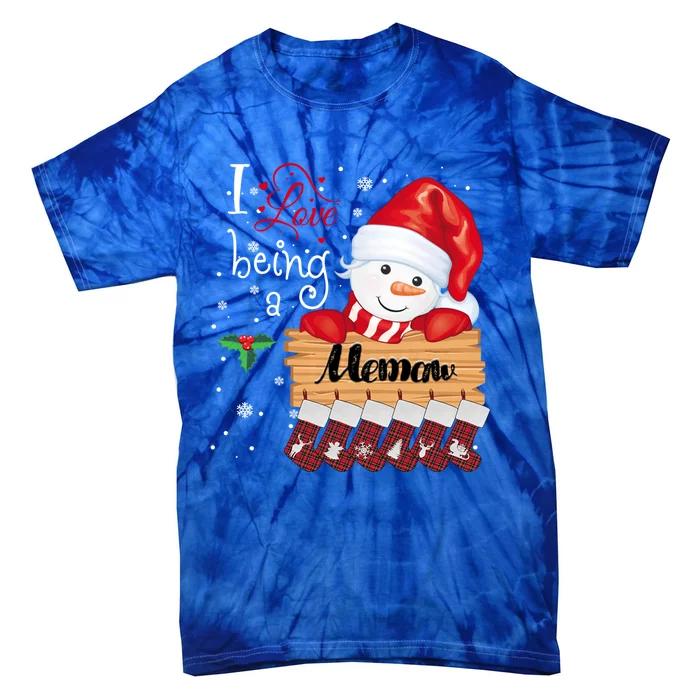 I Love Being A Memaw Snow Family Christmas Xmas Pajamas Gift Tie-Dye T-Shirt