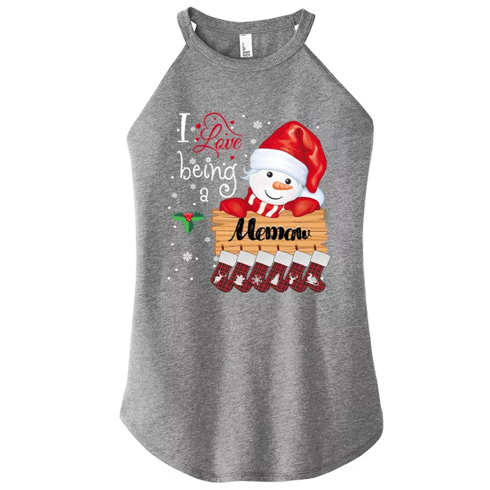 I Love Being A Memaw Snow Family Christmas Xmas Pajamas Gift Women’s Perfect Tri Rocker Tank