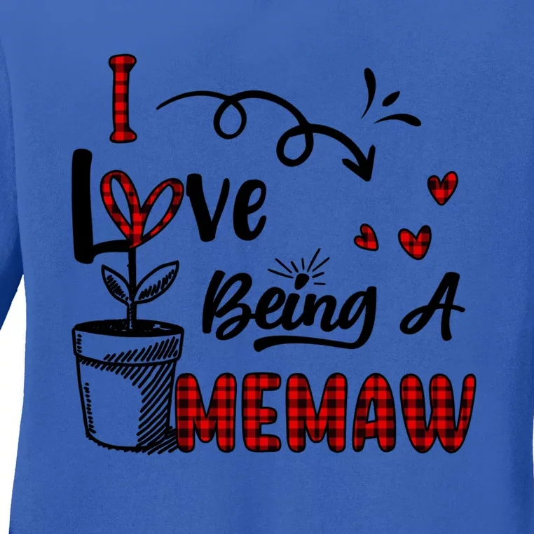 I Love Being A Memaw Cute Hearts Funny Gift For Memaw Cool Gift Ladies Long Sleeve Shirt