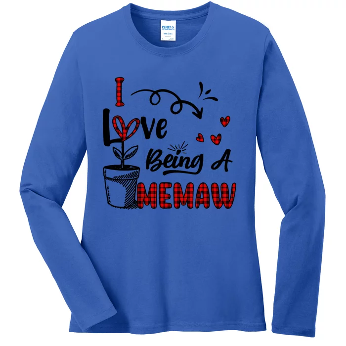 I Love Being A Memaw Cute Hearts Funny Gift For Memaw Cool Gift Ladies Long Sleeve Shirt