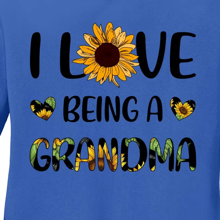 I Love Being A Grandma Sunflower Gift Ladies Long Sleeve Shirt