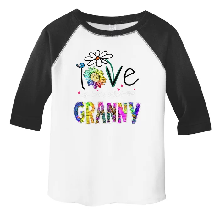 I Love Being Called Granny Daisy Sunflower Mother's Day Toddler Fine Jersey T-Shirt