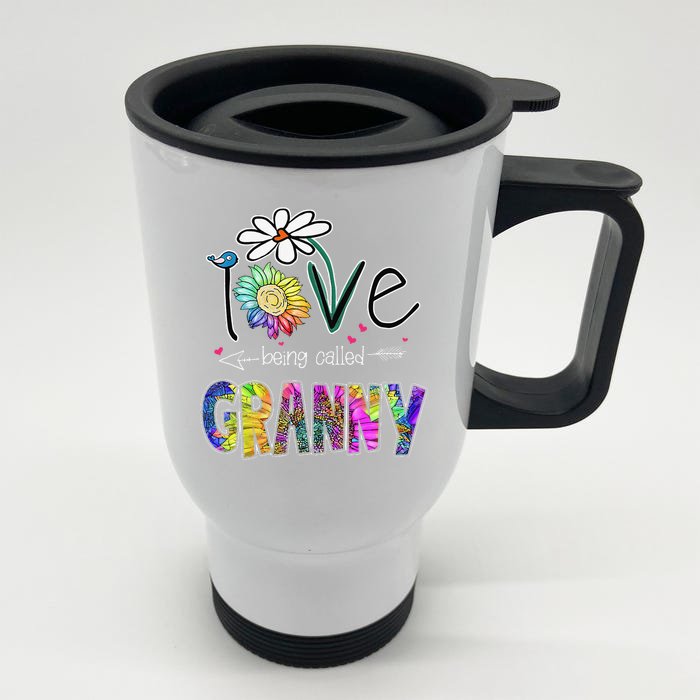 I Love Being Called Granny Daisy Sunflower Mother's Day Front & Back Stainless Steel Travel Mug