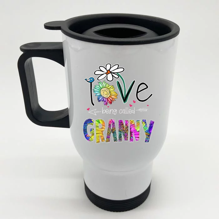 I Love Being Called Granny Daisy Sunflower Mother's Day Front & Back Stainless Steel Travel Mug