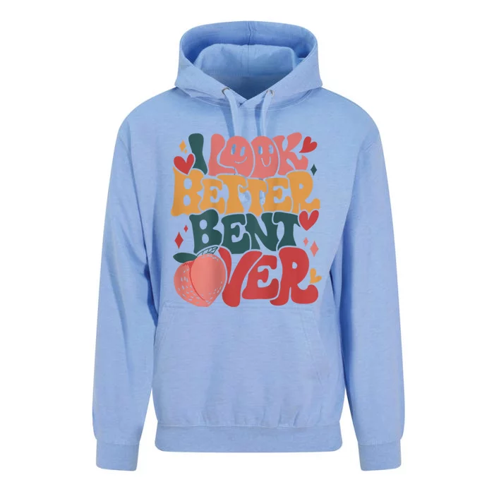 I Look Better Bent Over Peach Booty Funny Groovy Unisex Surf Hoodie