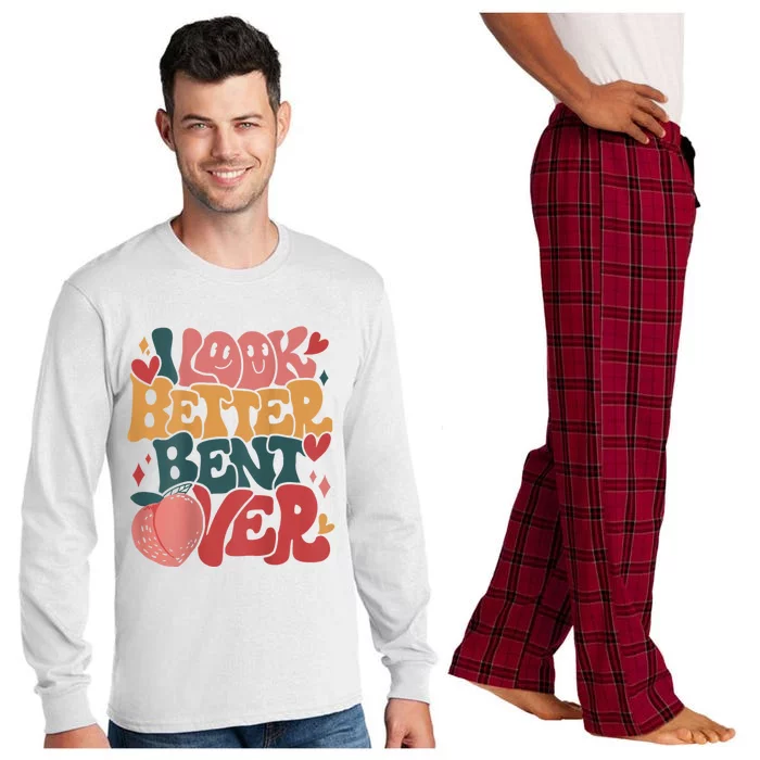 I Look Better Bent Over Peach Booty Funny Groovy Long Sleeve Pajama Set