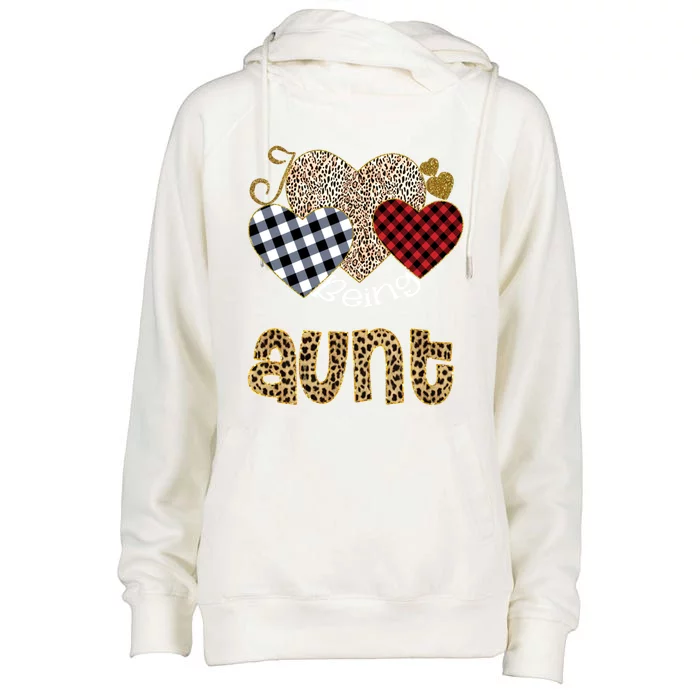 I Love Being Aunt Leopard Art Grandma Heart Gift Meaningful Gift Womens Funnel Neck Pullover Hood