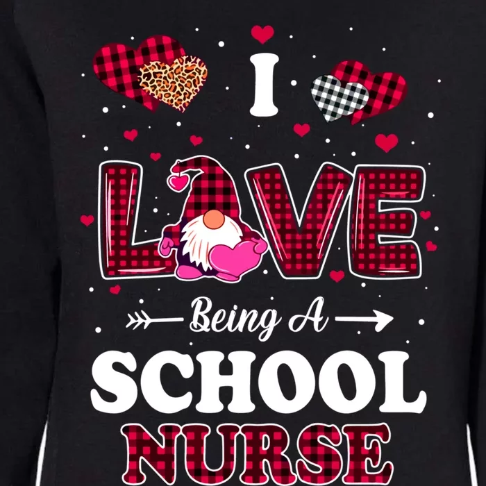 I Love Being A School Nurses Teacher Valentines Day Gnome Gift Womens California Wash Sweatshirt