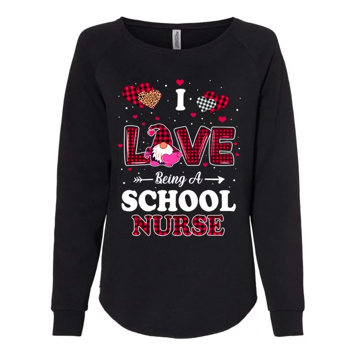 I Love Being A School Nurses Teacher Valentines Day Gnome Gift Womens California Wash Sweatshirt