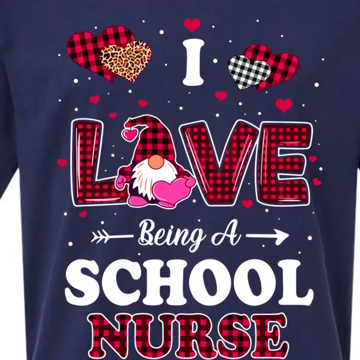 I Love Being A School Nurses Teacher Valentines Day Gnome Gift Sueded Cloud Jersey T-Shirt