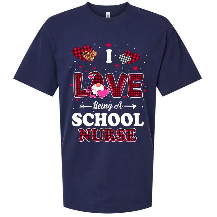 I Love Being A School Nurses Teacher Valentines Day Gnome Gift Sueded Cloud Jersey T-Shirt