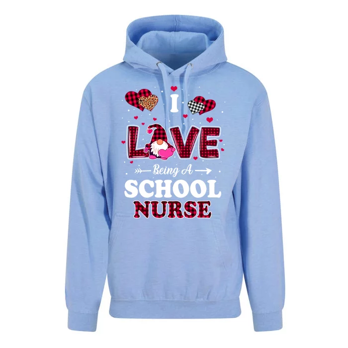 I Love Being A School Nurses Teacher Valentines Day Gnome Gift Unisex Surf Hoodie