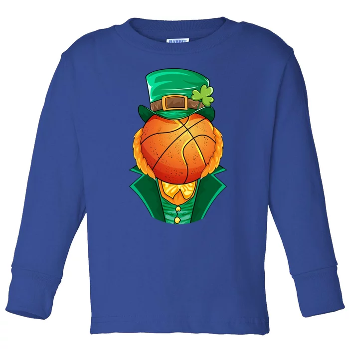 Irish Leprechaun Basketball St Patricks Day Shamrock Lucky Gift Toddler Long Sleeve Shirt