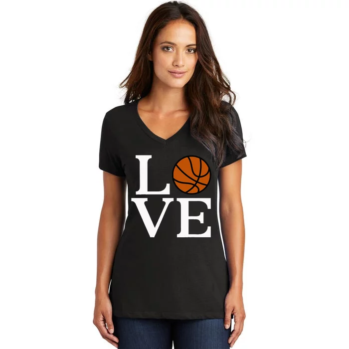 I Love Basketball Women's V-Neck T-Shirt