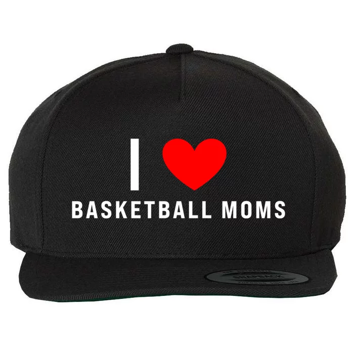 I Love Basketball Moms Funny Red Heart Gift Wool Snapback Cap