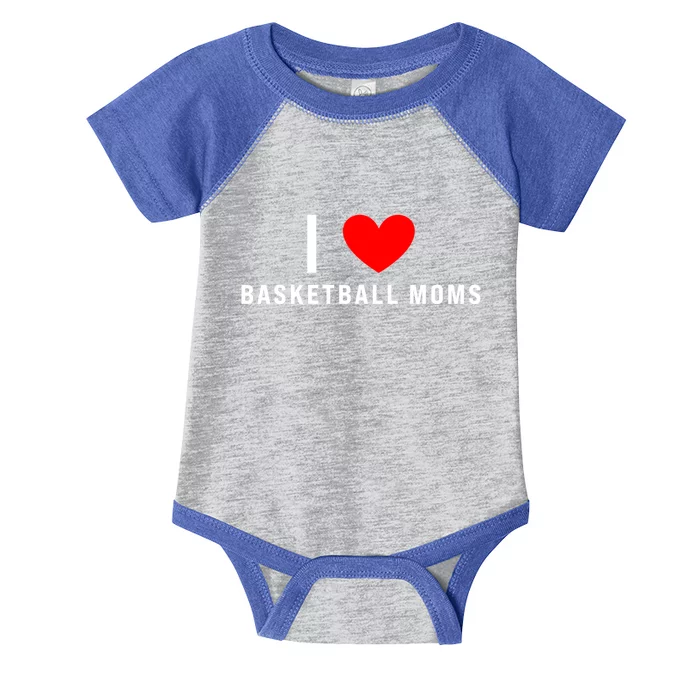 I Love Basketball Moms Funny Red Heart Gift Infant Baby Jersey Bodysuit