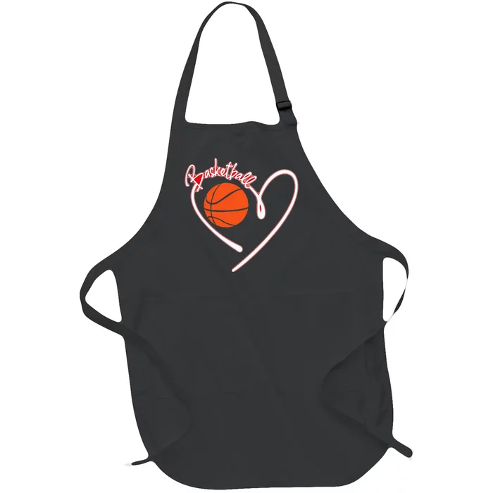 I Love Basketball Girl Basketball Player Heart Full-Length Apron With Pocket