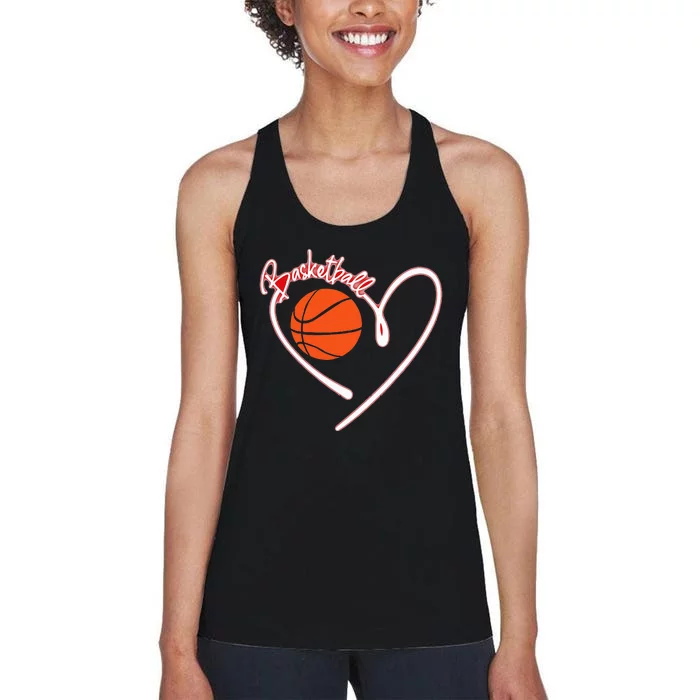 I Love Basketball Girl Basketball Player Heart Women's Racerback Tank