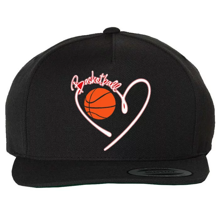 I Love Basketball Girl Basketball Player Heart Wool Snapback Cap