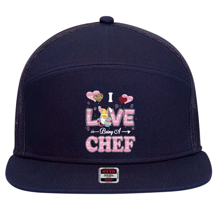 I Love Being Chef Easter Gnome Job Title Meaningful Gift 7 Panel Mesh Trucker Snapback Hat