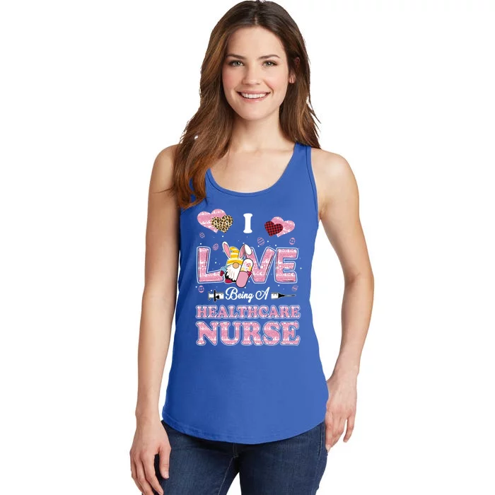 I Love Being Healthcare Worker Gnome Easter Nurse Cute Gift Ladies Essential Tank