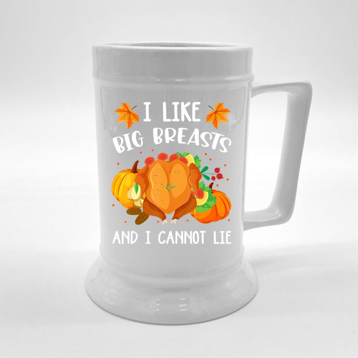 I Like Big Breasts And I Cannot Lie Thanksgiving Turkey Front & Back Beer Stein