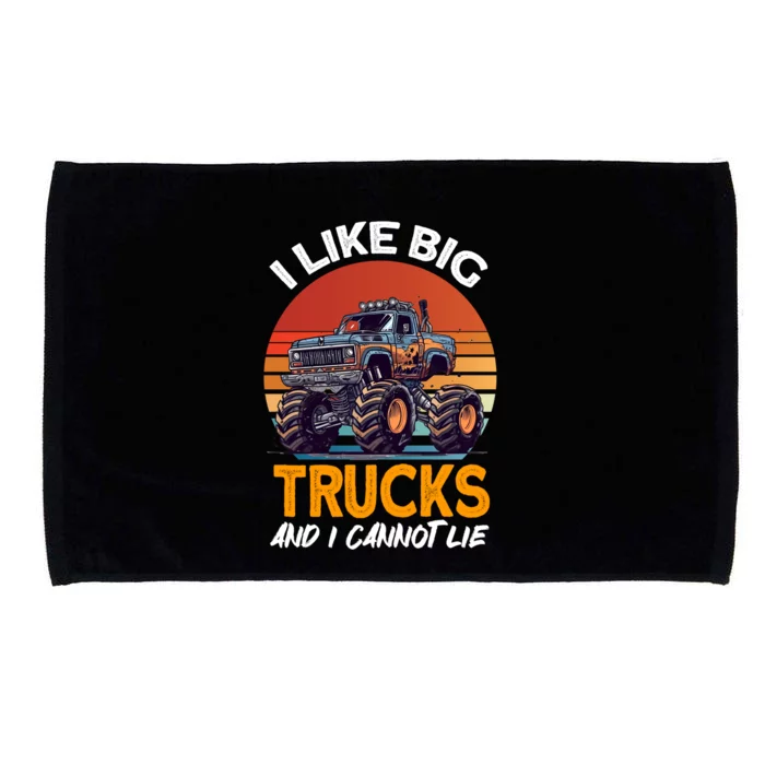 I Like Big Trucks And I Cannot Lie Vintage Monster Truck Gift Microfiber Hand Towel