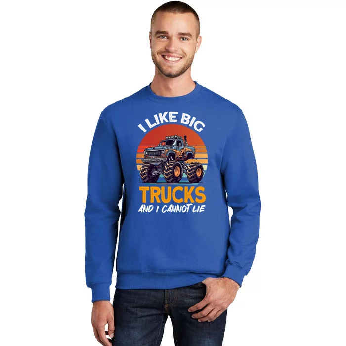 I Like Big Trucks And I Cannot Lie Vintage Monster Truck Gift Sweatshirt