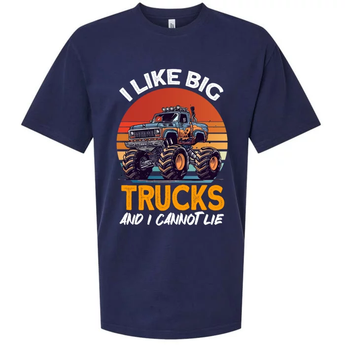 I Like Big Trucks And I Cannot Lie Vintage Monster Truck Gift Sueded Cloud Jersey T-Shirt