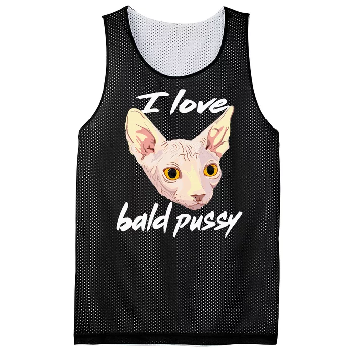 I Love Bald Pussy Adult Humor Dirty Pun Joke Mesh Reversible Basketball Jersey Tank