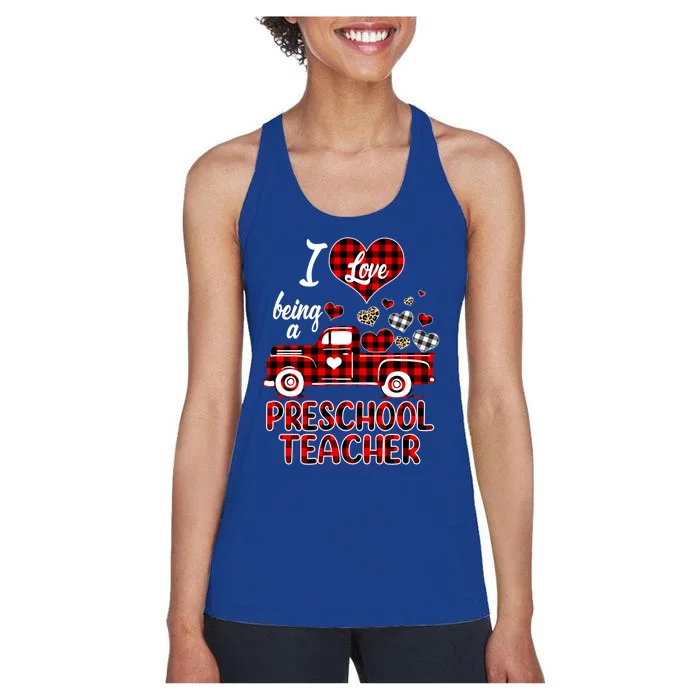 I Love Being Preschool Teacher Cute Hearts Valentine's Day Gift Women's Racerback Tank