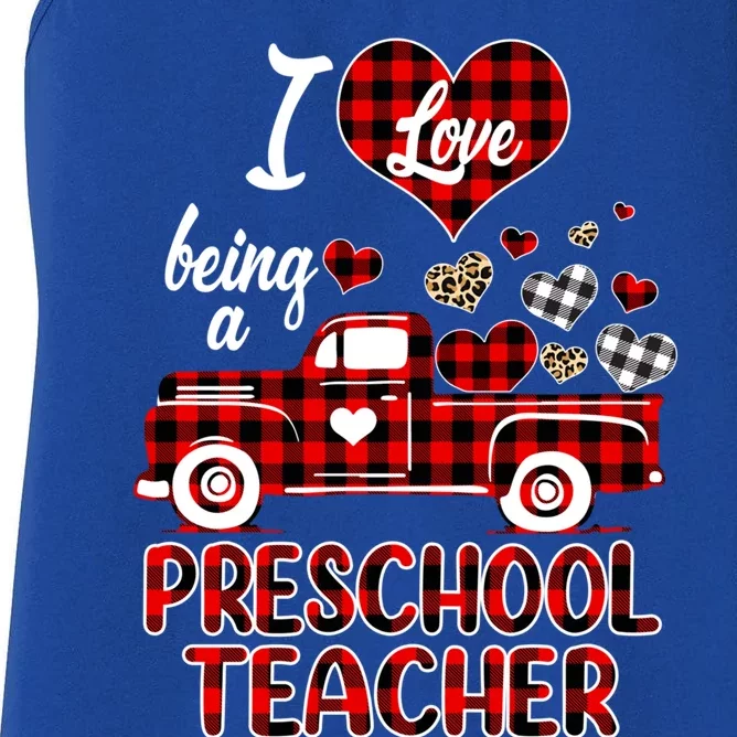 I Love Being Preschool Teacher Cute Hearts Valentine's Day Gift Women's Racerback Tank