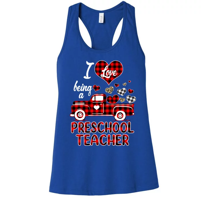 I Love Being Preschool Teacher Cute Hearts Valentine's Day Gift Women's Racerback Tank