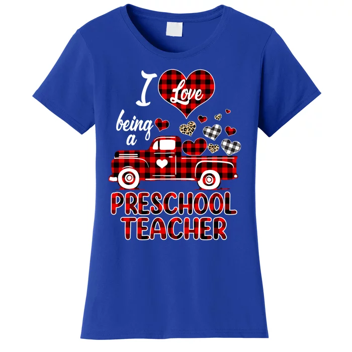 I Love Being Preschool Teacher Cute Hearts Valentine's Day Gift Women's T-Shirt