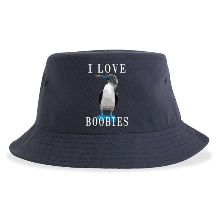 I Love Boobies Blue Footed Boobie Bird Sustainable Bucket Hat